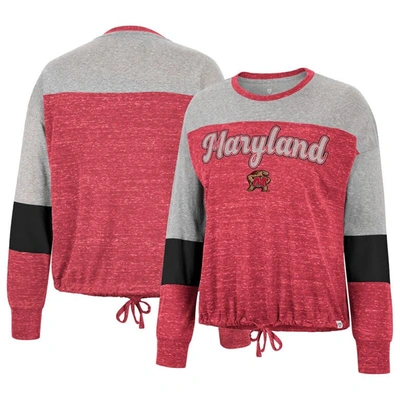 COLOSSEUM COLOSSEUM RED MARYLAND TERRAPINS JOANNA TIE FRONT LONG SLEEVE T-SHIRT
