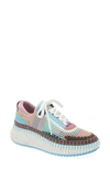 Chloé + Net Sustain Nama Embroidered Suede And Recycled-mesh Sneakers In Creamy Lilac