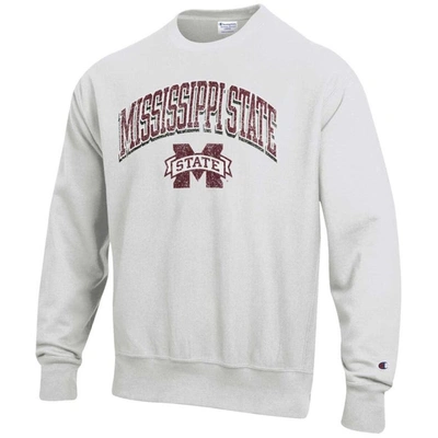 CHAMPION CHAMPION GRAY MISSISSIPPI STATE BULLDOGS ARCH OVER LOGO REVERSE WEAVE PULLOVER SWEATSHIRT