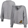 LUSSO LUSSO GRAY LOS ANGELES LAKERS SCARLETTS LANTERN SLEEVE TRI-BLEND V-NECK PULLOVER SWEATER