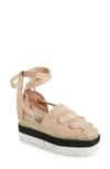 Stella Mccartney Gaia Logo Strap Espadrille In 6802 - Blush