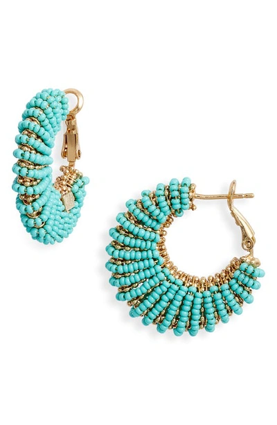 Gas Bijoux Izzia Turquoise Beaded Hoop Earrings In Gold
