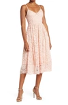 Nsr Crochet Stretch Lace Midi Dress In Blush