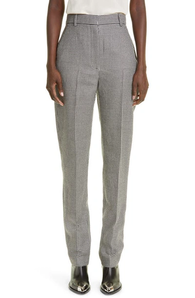 Alexander Mcqueen Houndstooth Crop Cigarette Trousers In Black/ivory