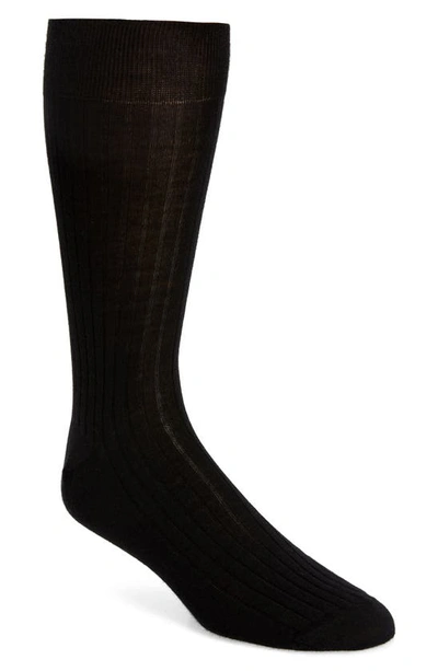 Canali Ribbed Cashmere & Silk Socks In Black