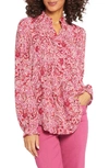 Nydj Pleated Yoke Peasant Blouse In Penny Paisley