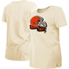 New Era Women's  Cream Cleveland Browns Chrome Sideline T-shirt In Cream