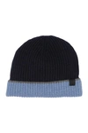Bruno Magli Cashmere Colorblock Ribbed Knit Beanie In Navy Dark Navy