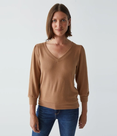 Michael Stars Gabriella V-neck Top In Camel
