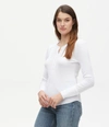 Michael Stars Regan Henley Long Sleeve Top In White