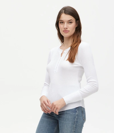 Michael Stars Regan Henley Long Sleeve Top In White