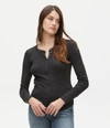 Michael Stars Regan Henley Long Sleeve Top In Charcoal