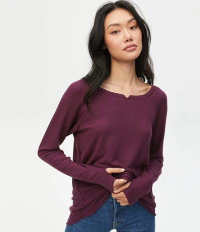 Michael Stars Treasure Notch Neck Top In Plum