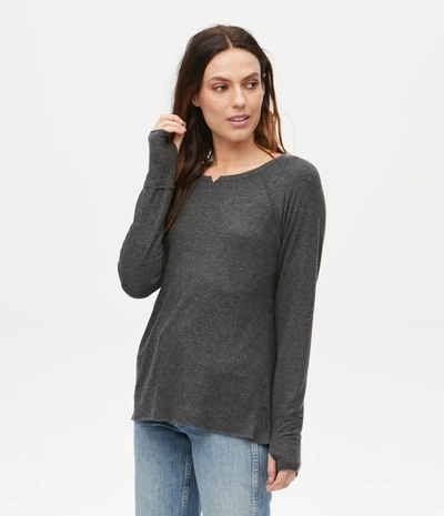 Michael Stars Treasure Notch Neck Top In Charcoal