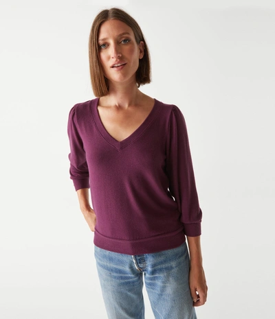 Michael Stars Gabriella V-neck Top In Plum