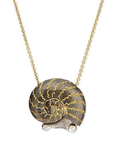 Alex Soldier Snail Pendant Necklace With Diamonds