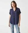 Michael Stars Bailey Gauze Button Down Shirt In Admiral