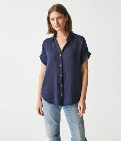 Michael Stars Bailey Gauze Button Down Shirt In Admiral