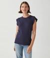 Michael Stars Joey Power Shoulder Tee In Admiral