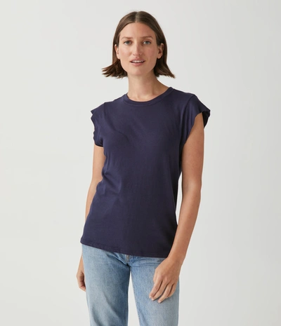 Michael Stars Joey Power Shoulder Tee In Admiral