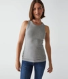 Michael Stars Halley Ribbed Tank With Ruching In Gray