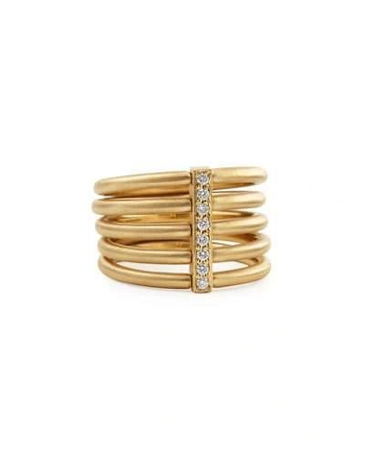 Carelle 18k Moderne 5-stack Ring With Pave Diamonds