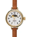 Shinola 34MM BIRDY MOON PHASE WATCH WITH LEATHER STRAP, BROWN/WHITE,PROD193570021