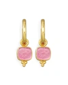 ELIZABETH LOCKE PINK PEGASUS, GODDESS & MOON INTAGLIO EARRING PENDANTS,PROD155780040