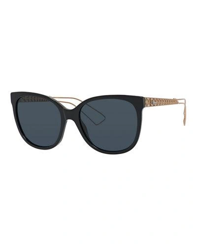 Dior Ama Caged Monochromatic Sunglasses, Ivory In Black/gold