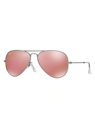 Ray Ban Standard Mirrored Aviator Sunglasses In Copper Flash