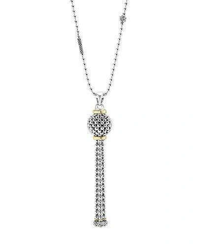 Lagos Caviar Tassel Sterling Silver Pendant Necklace With 18k Gold, 36 In Silver/gold