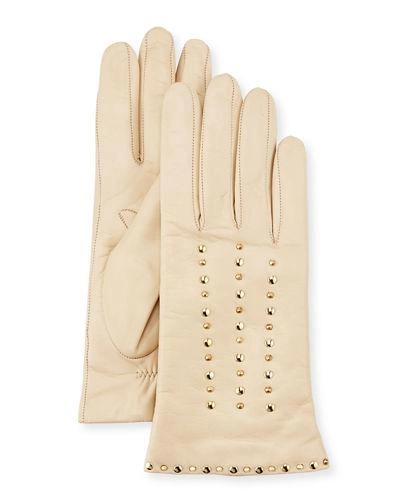 Portolano Studded Leather Gloves, Parchment