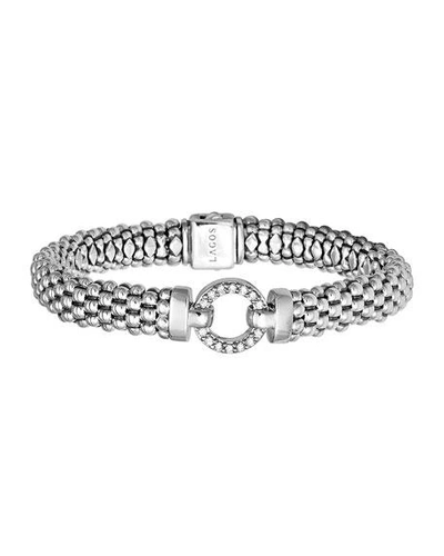 Lagos Sterling Silver Rope Bracelet With Diamonds, 6mm