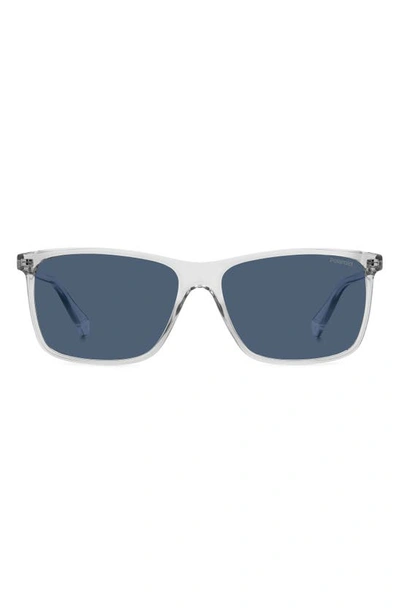 Polaroid Kids' 58mm Polarized Rectangular Sunglasses In Grey/ Blue Polarized