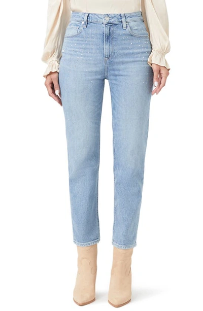 Paige Sarah High Waist Ankle Straight Leg Jeans In Cherise Embellished