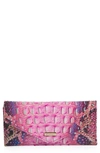 Brahmin Veronica Melbourne Croc Embossed Leather Envelope Wallet In Pink Cobra