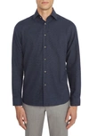 Jack Victor Glen Modern Fit Houndstooth Check Cotton Button-up Shirt In Navy