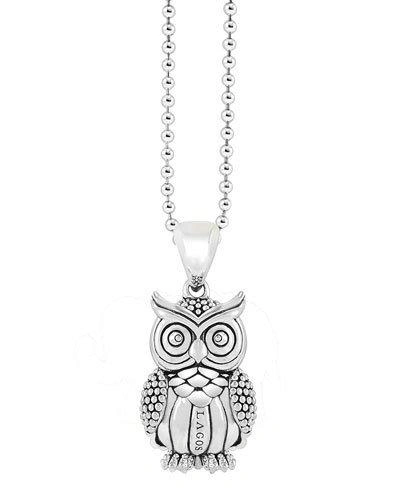 Lagos Sterling Silver Rare Wonders Owl Pendant Necklace, 34