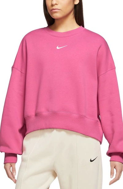Nike Phoenix Fleece Crewneck Sweatshirt In Pinksicle/ Sail