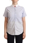 AGLINI AGLINI LIGHT BLUE COTTON SHORT SLEEVES COLLARED POLO WOMEN'S TOP