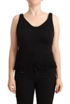 ERMANNO SCERVINO ERMANNO SCERVINO BLACK COTTON SLEEVELESSS TANK CASUAL WOMEN'S TOP