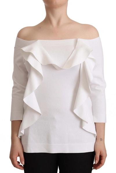 Exterior White Long Sleeves Off Shoulder  Top Blouse