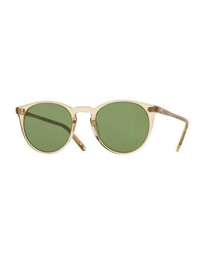 Oliver Peoples O'malley Nyc Peaked Round Sunglasses, Yellow