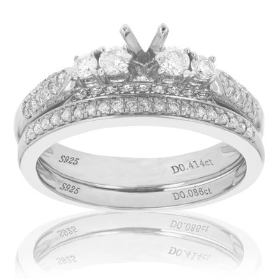 Vir Jewels 1/2 Cttw Diamond Semi Mount Bridal Set .925 Sterling Silver Wedding