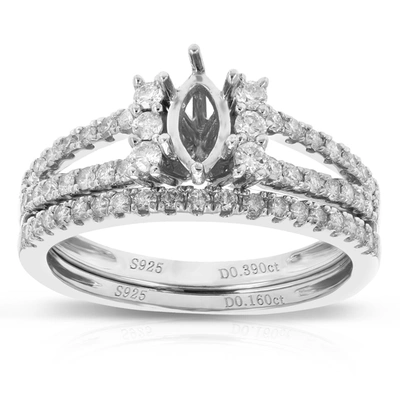 Vir Jewels 1/2 Cttw Diamond Semi Mount Bridal Set With Marquise Center Silver