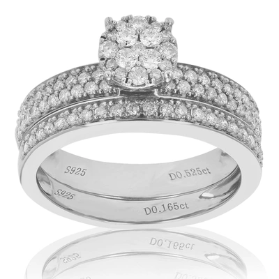 Vir Jewels 2/3 Cttw Diamond Bridal Set .925 Sterling Silver Wedding Engagement