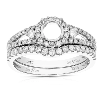 Vir Jewels 2/3 Cttw Diamond Semi Mount Bridal Set Prong Set .925 Sterling Silver