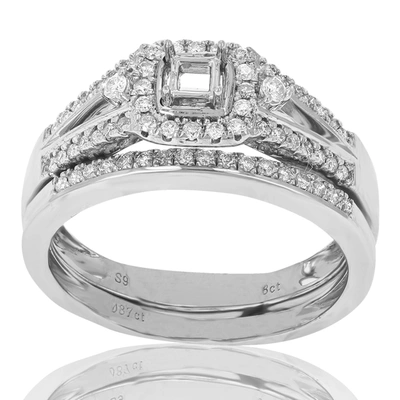 Vir Jewels 1/3 Cttw Diamond Semi Mount Bridal Set With Center Princess Silver