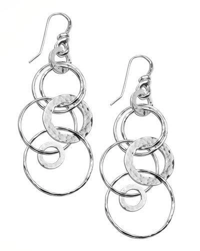 Ippolita Medium Hammered Jet Set Drop Earrings In Sterling Silver