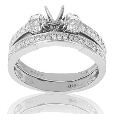 Vir Jewels 2/5 Cttw Diamond Semi Mount Bridal Set .925 Sterling Silver Wedding